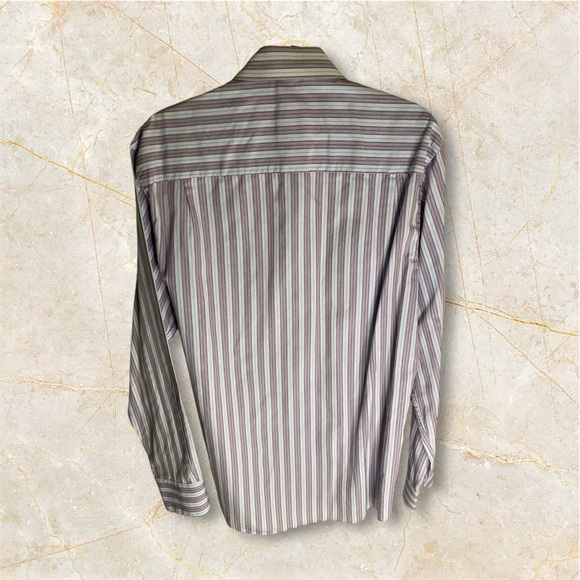 Emanuel Ungaro Men’s Dress shirt Sz L Maroon/Blue Stripe EUC - Picture 9 of 9